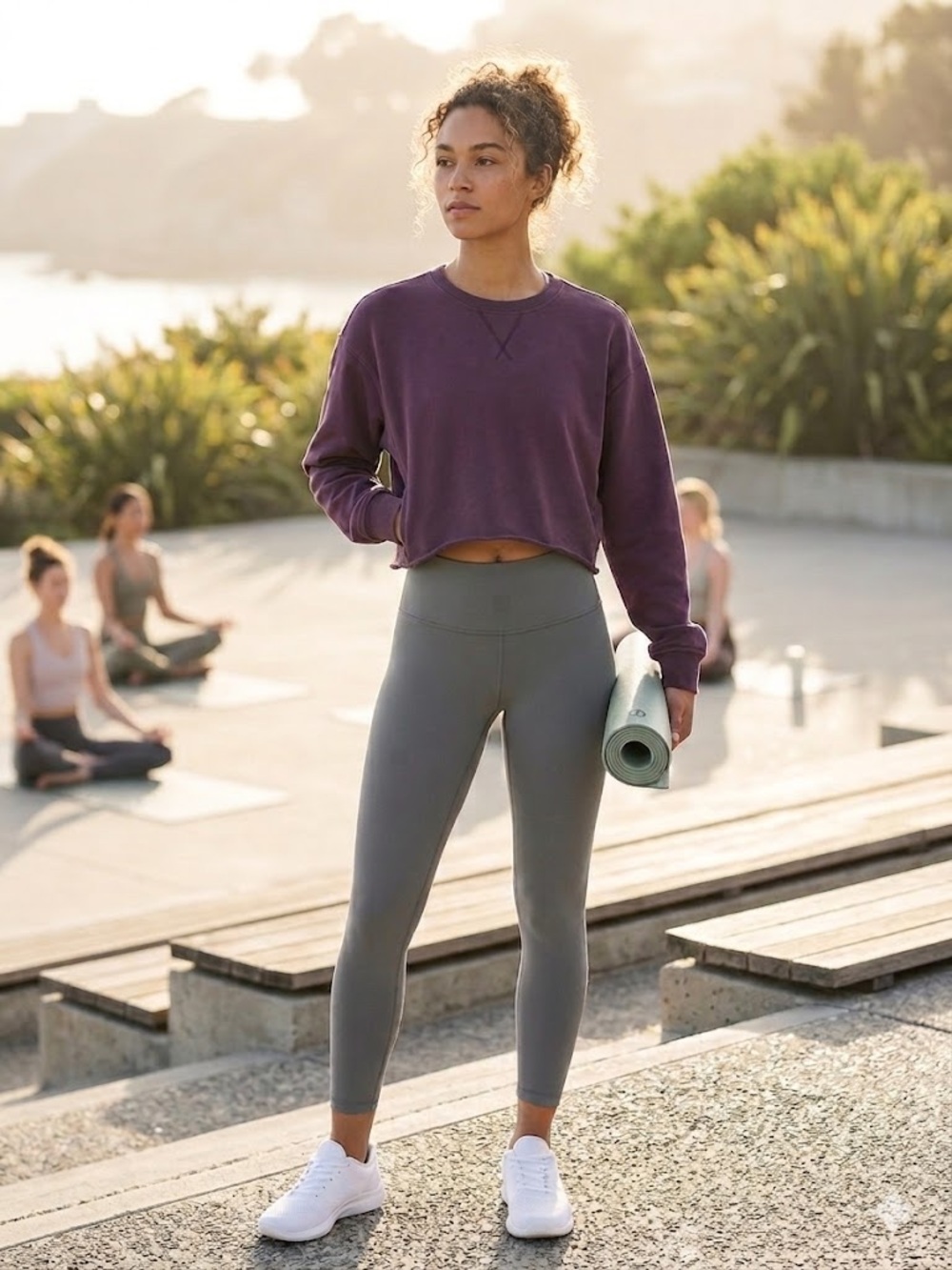 lululemon athletica Cropped Crew Sweatshirt in Plum